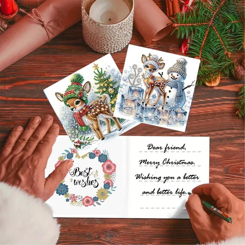 Cartões comemorativos de Natal Diamond Art JBTM24, pacote com 6